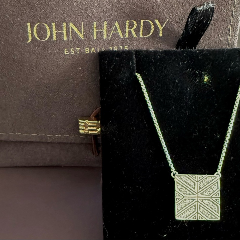 John Hardy Silver Square Pendant Necklace